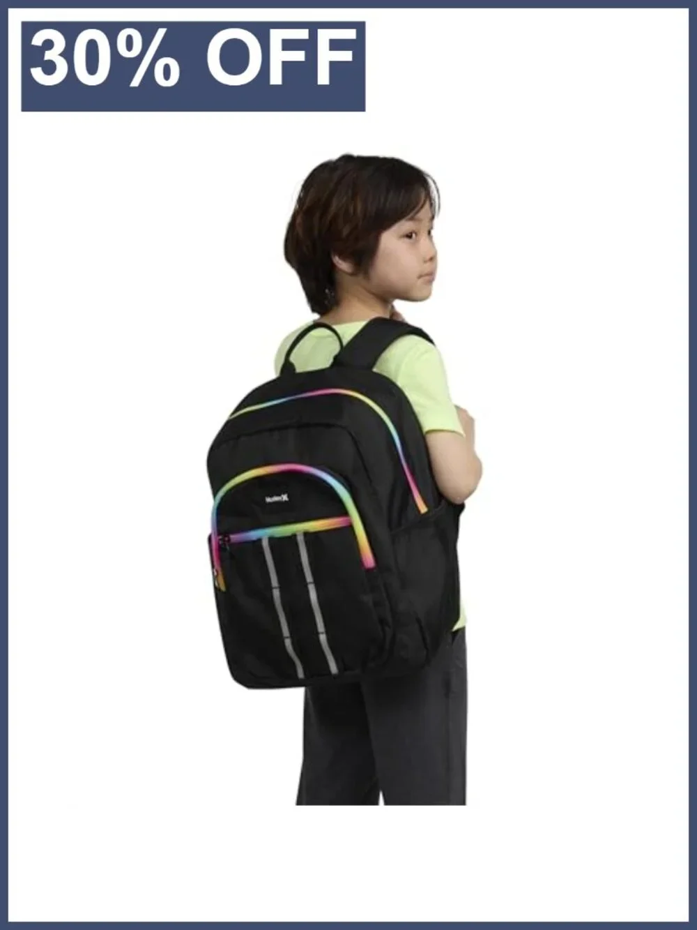 Hurley Kids School Backpack with Laptop Pocket, Water Resistant, Polyester